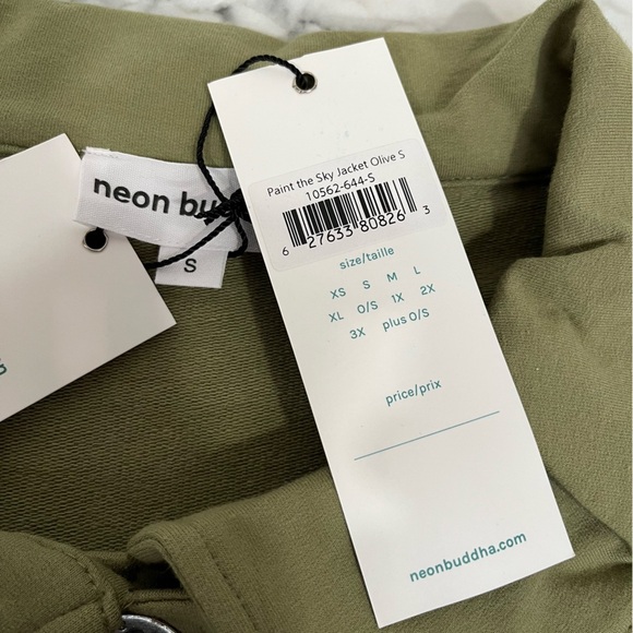 Neon Buddha paint the sky jacket Olive green size artsy Lagenlook quirky small - Picture 8 of 10